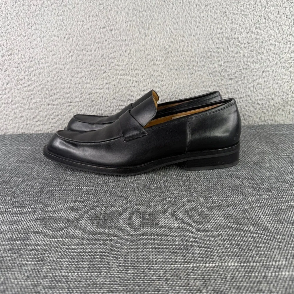 Bally Tribus Loafers Men 7.5E Black Leather Italian Apron Toe Penny Dress Shoes